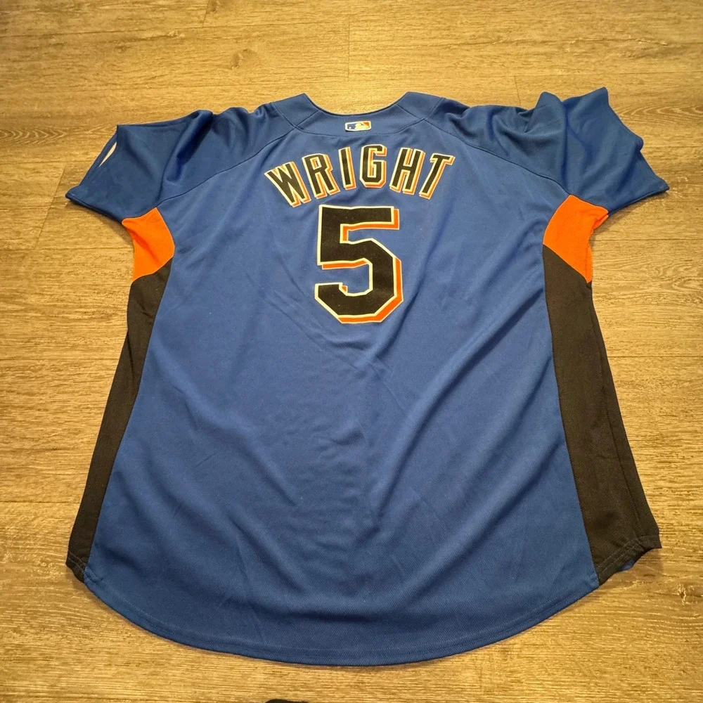 David Wright #5 New York Mets Jersey Mens 2XL Blue Majestic BP Shirt Baseball